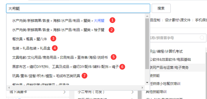 不同类目推荐