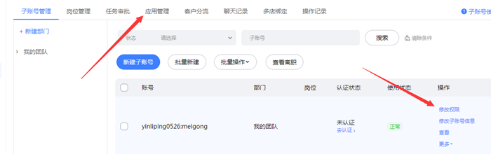 子账号设置